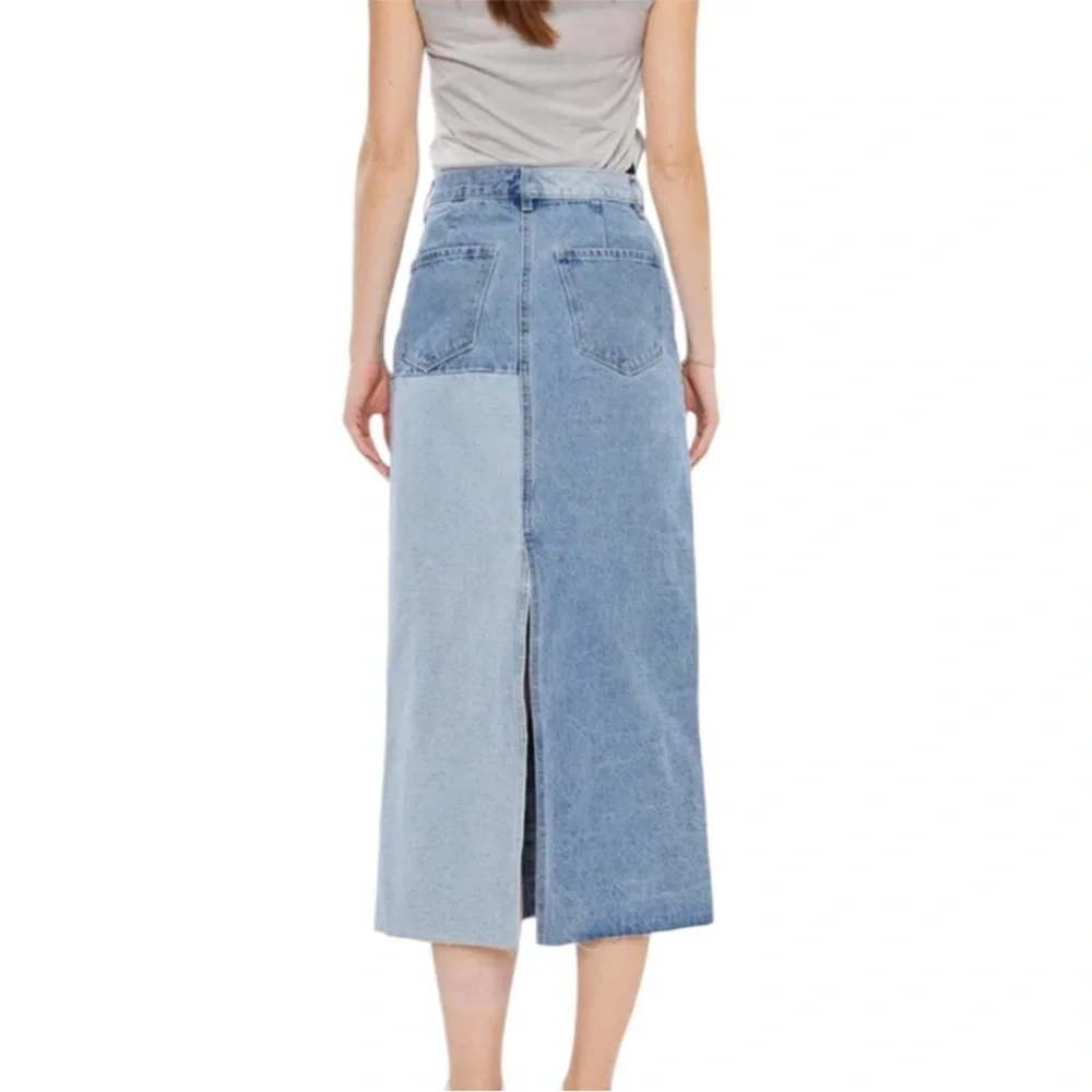 KanCan Color Block Denim MIDI Skirt Sz M - Picture 4 of 10